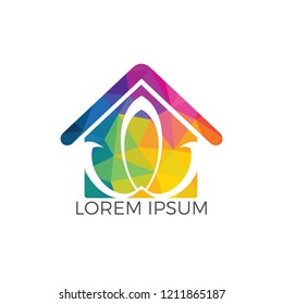 Abstract house and lotus flower logo design. Icon for business and ecology concepts, organic shop, eco and bio products, health Center.