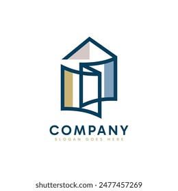 Abstract house with minimalist lines combination concept. Building vector illustration