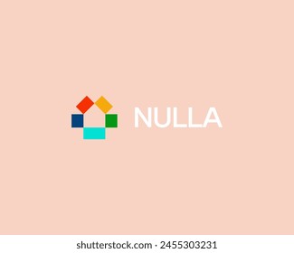 Abstract house in negative space logo. Creative home real estate icon. Building construction vector sign.