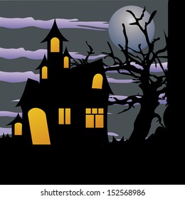 Abstract house on special halloween background