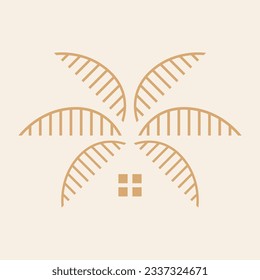 Abstract house and palm logo design. Real estate icon design.