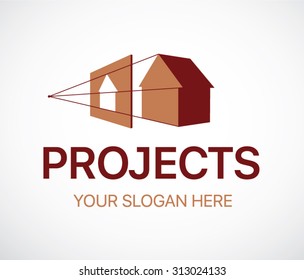 Abstract house project logo design template.