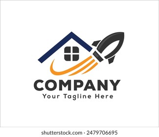 abstract house with rocket investment logo design template illustration inspiration