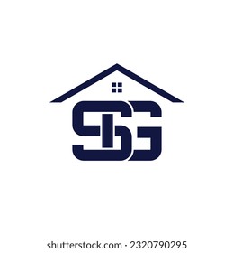 Abstract house and SG initials monogram vector design. Real estate letters S and G emblem.