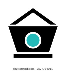 Abstract house shape with turquoise circle icon design