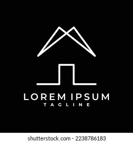 Resumen del logotipo de la casa estudio en línea arte minimalista estilo moderno