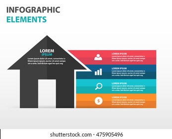 Abstract House symbol business Infographics elements, presentation template flat design vector illustration for web design marketing advertising