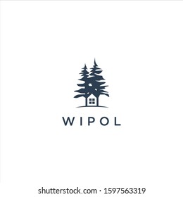 Abstract house tree logo design template. Premium real estate sign. Universal protection care home realty business vector icon. Negative space idea logotype