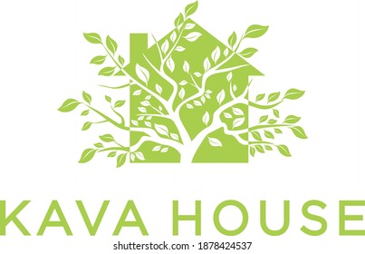 Abstract house and tree logo design.