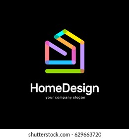 Abstract house vector logo template. Colorful sign. Home design