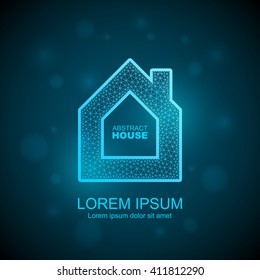 Abstract house wireframe icon. Smart home automation concept.