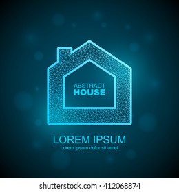 Abstract house wireframe icon. Smart home automation concept.