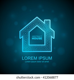 Abstract house wireframe icon. Smart home automation concept.