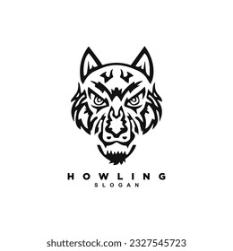 Abstract howling wolf logo design vector illustration