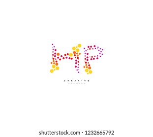 Abstract HP Letter Trendy Gradation Techno Hexagon Honeycomb Logotype