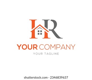 Abstract HR Letter Home Shape Logo Design. Real Estate, Property, Construction Business Letter HR Vector Icon.