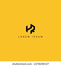 Abstract HR RH letter simple minimal style business logo design vector element.