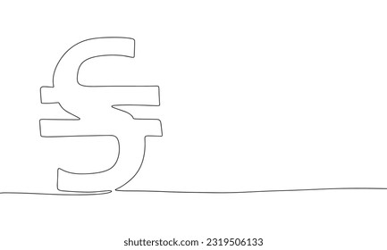 Abstract hryvnia symbol Ukrainian money in continuous line art drawing style. Minimalist black linear sketch isolated on white background. Vector illustration