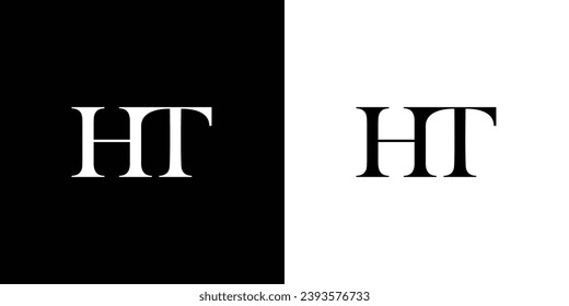Abstract HT or TH Letters Logo Monogram in black and white color