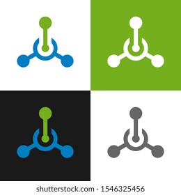 Abstract hub logo template, network connection icon design - Vector