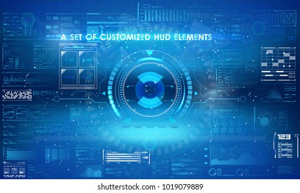 abstract HUD dashboard spaceship. Radar screen. Futuristic user interface. Vector illustration