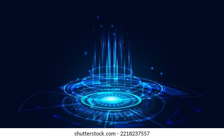 Abstract HUD portals teleports Circle Digital Circuit Concept Light Circle Network Blue Digital hi-tech Background Futuristic Modern.vector illustration.