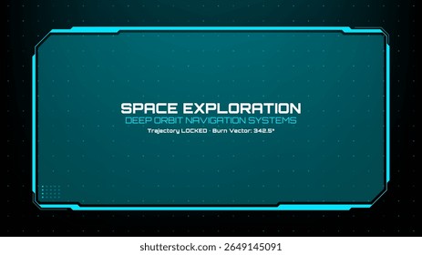 Abstract hud screen for deep orbit navigation systems. Space exploration futuristic user interface showing trajectory locked.