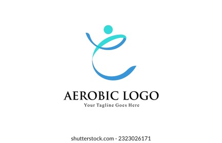 Abstract Human for Aerobic Logo Fitness, Gym, and Sport Vector Logo Design