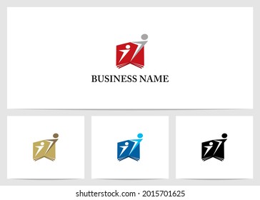 Abstract Human Ascending From Book Logo Design