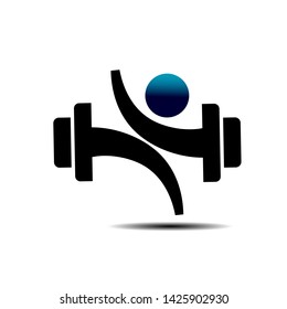 abstract human or barbell happy jump fitness gym logo design inspiration