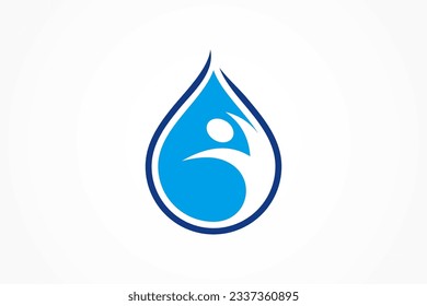 abstract human body and water drop icon for better health of water drink logo, symbol, design, template, illustration