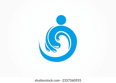 abstract human body and water drop icon for better health of water drink logo, symbol, design, template, illustration