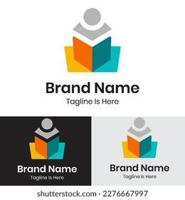 Abstract human and book logo design