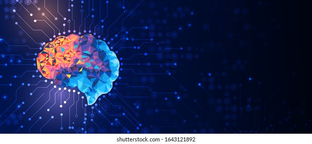 Abstract human brain. Artificial intelligence new technology. Science futuristic background