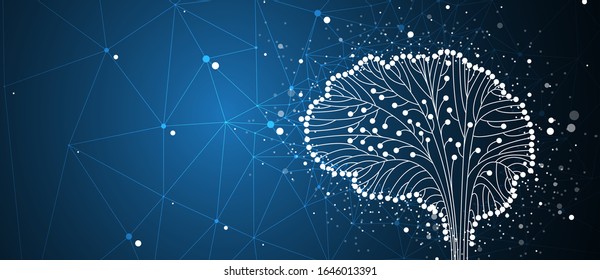 Abstract human brain. Artificial intelligence new technology. Science futuristic background