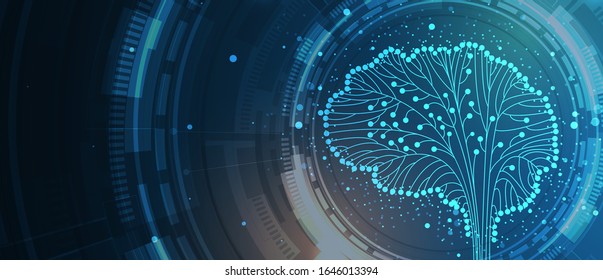 Abstract human brain. Artificial intelligence new technology. Science futuristic background