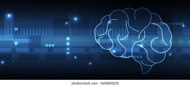 Abstract human brain. Artificial intelligence new technology. Science futuristic background