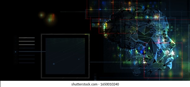 Abstract human brain. Artificial intelligence new technology. Science futuristic background