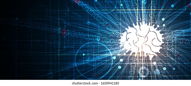 Abstract human brain. Artificial intelligence new technology. Science futuristic background