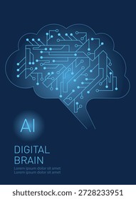 Cerebro humano Abstractas. Tecnología de inteligencia artificial. Ciencia temática.  Concepto de mapeo cerebral en Ilustración vectorial