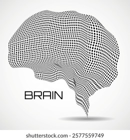 Abstract human brain of black dotted. Vector illustration