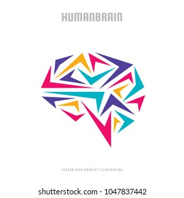 Abstract human brain - business vector logo template concept illustration. Creative idea sign. Infographic symbol. Origami design element.