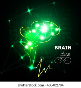 Abstract human brain. Charging.  Neon art.