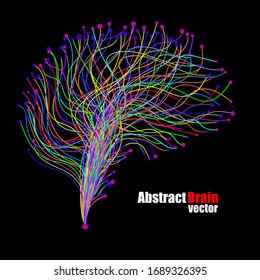 Abstract human brain of colorful lines. Vector illustration