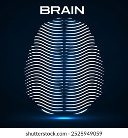 Abstract human brain of colorful lines. Vector illustration