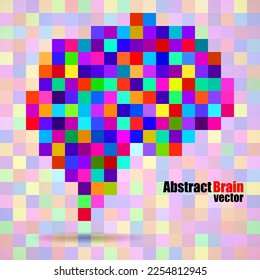 Abstract human brain of colorful pixels, concept artificial intelligence. Vector illustration