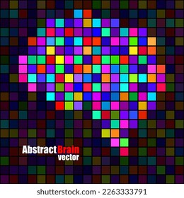 Abstract human brain of colorful pixels, concept artificial intelligence. Vector illustration