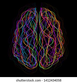 Abstract human brain of colorful striples and lines