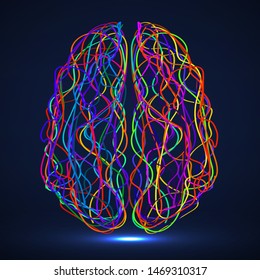 Abstract human brain of colorful striples and lines