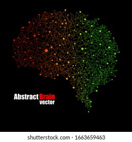 Abstract human brain of dots and lines, polygonal structure, vector illustration eps 10